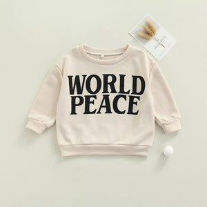 WORLD PEACE sweatshirt - vi skänker 10% till barn på flykt genom Plan International Sverige